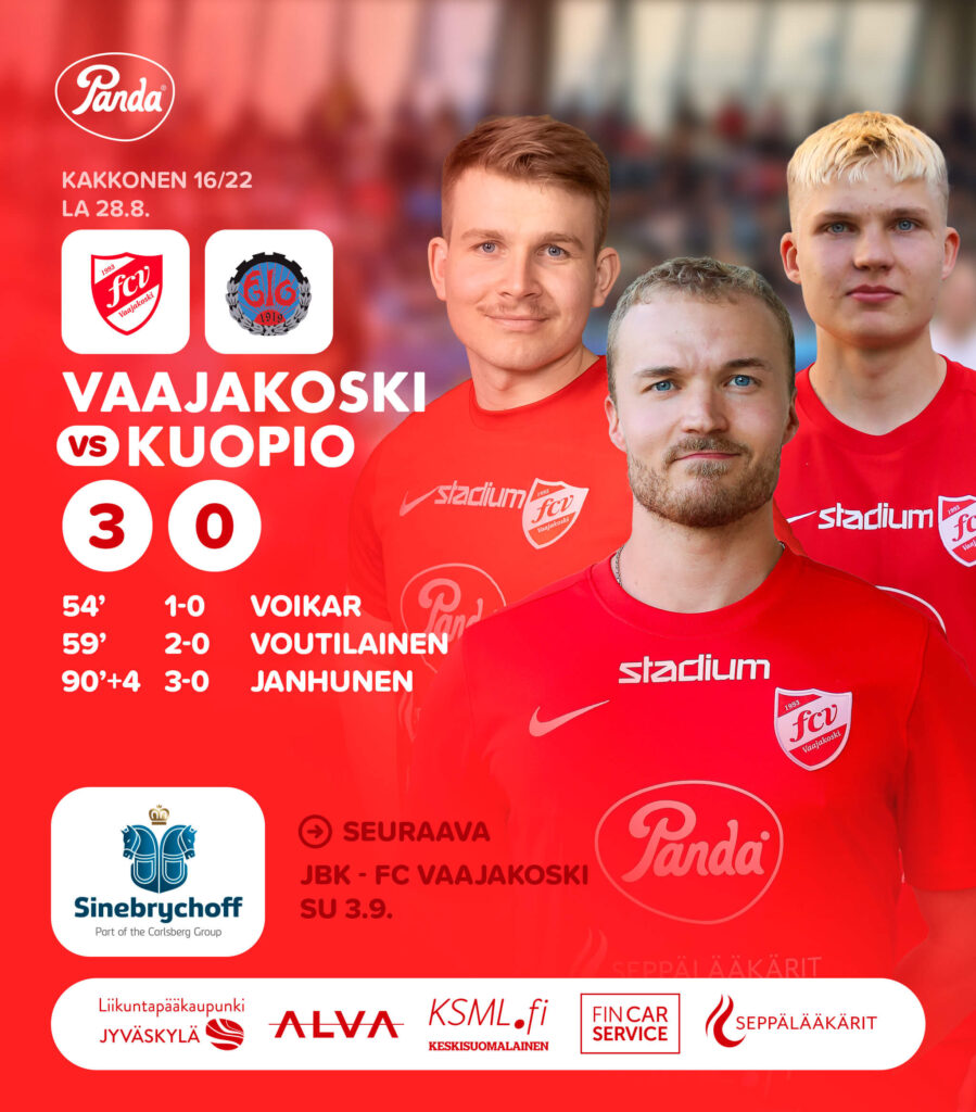 FC Vaajakoski päätti elokuun pelinsä kaatamalla Kuopion Elon